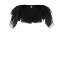 City Chic - Plus size Ruffle Mesh Shrug - black