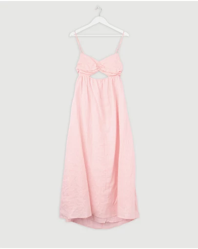 Revibe - Repaired AERE Saige Linen Midi Dress - AU 12