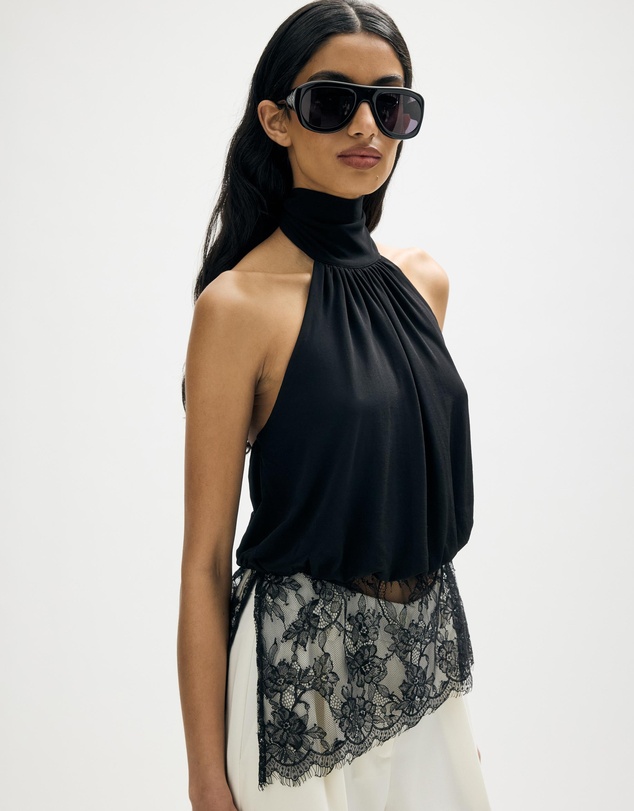 Minima Esenciales - Isaline Lace Hem Halter Top