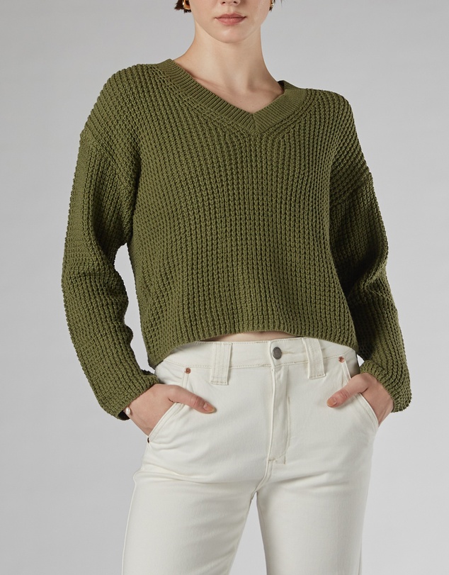 DRICOPER DENIM - Lulu Khaki Cotton Sweater