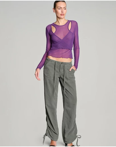 Love and Nostalgia - Wrap It Up Mesh Top - Mulberry
