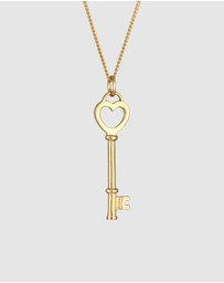 Elli Jewelry - Necklace Heart Key 925 Sterling Silver Gold Plated