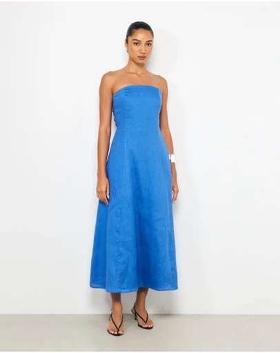 AERE - Florence Linen Strapless Maxi Dress