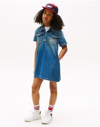 Tommy Hilfiger - Logo Embroidery SS Denim Dress - Teens