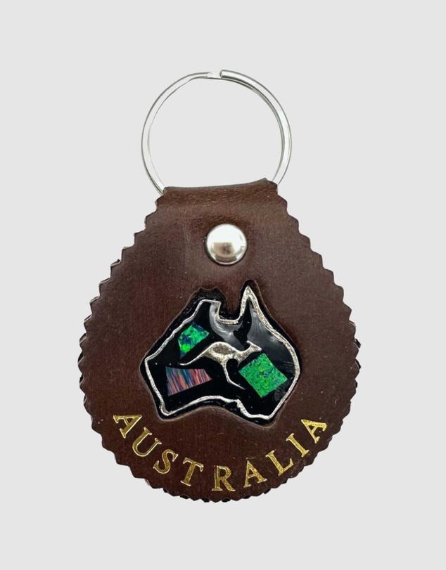 Jacaru - Jacaru 6403 Leather Keyring Round With Opal -