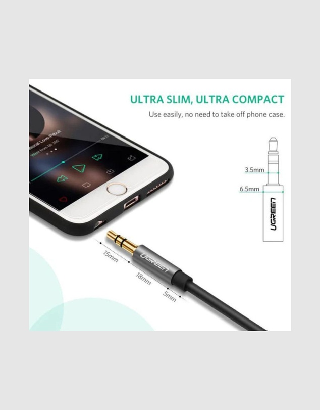 Ugreen - UGREEN 3.5mm Male to Female Audio Extension Cable – 3m Black Aluminum Alloy Tangle-Free