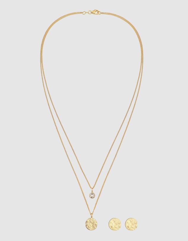 Elli Jewelry - Jewelry Set Set Crystal Statement 925 Sterling Silver Gold-Plated