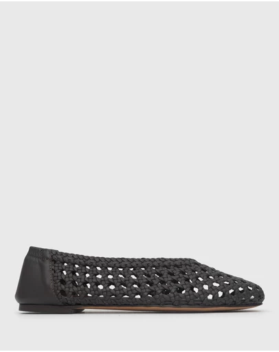 Betts - Izzy Leather Woven Ballet Flats