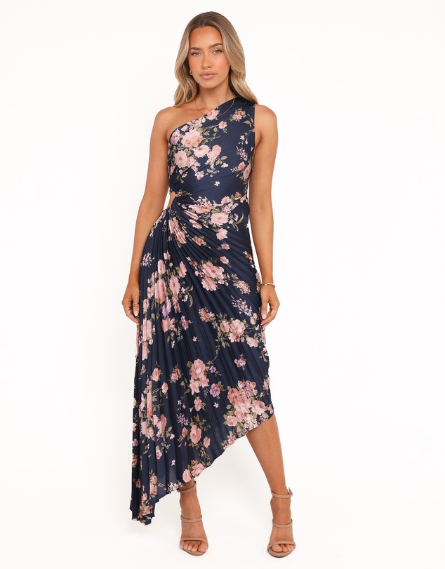 Petal & Pup - Kleo One Shoulder Maxi Dress - Navy Floral