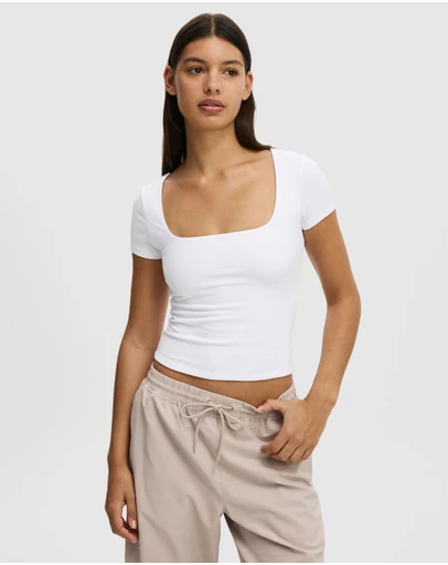 Cotton On Body Active - Ultra Soft Square Neck Fitted T-Shirt