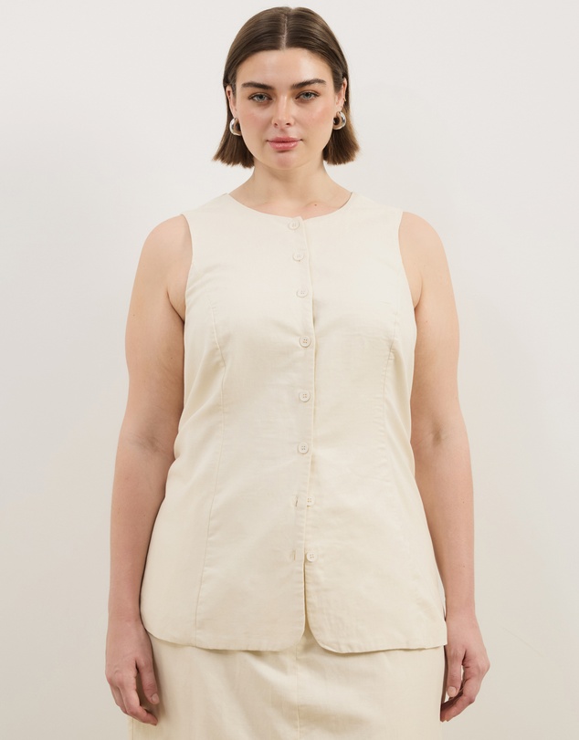 Atmos&Here Curvy - Heidi Linen Longline Vest