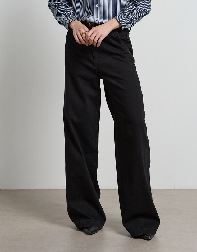 DRICOPER DENIM - Mila Black Mid Rise Palazzo Jeans