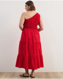 Atmos&Here Curvy - Josie Linen Blend One Shoulder Tiered Maxi Dress
