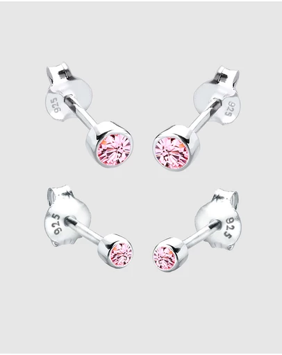Elli Jewelry - Earrings Set Crystal 925 Sterling Silver
