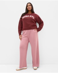 City Chic - Plus size Soho Crew Knit Jumper - burgundy