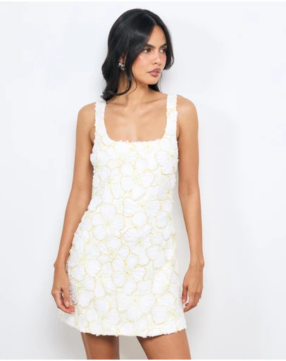 AERE - Loe Sequin Flower Mini Dress
