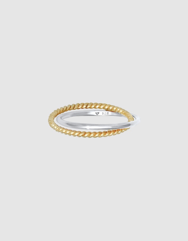 Elli Jewelry - Ring Classic Twisted Bicolor 925 Sterling Silver Gold-plated