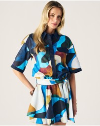 MOS The Label - Celestia Print Ruffle Mini Dress