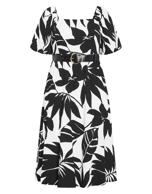City Chic - Plus Size Collins Oasis Print Belted Maxi Dress - black