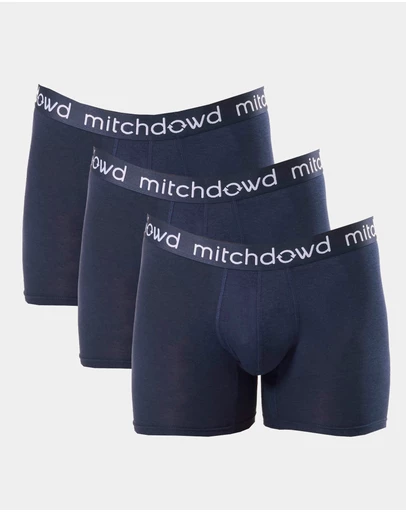 Mitch Dowd - Mens Bamboo Comfort Long Leg Trunk 3 Pack - Navy
