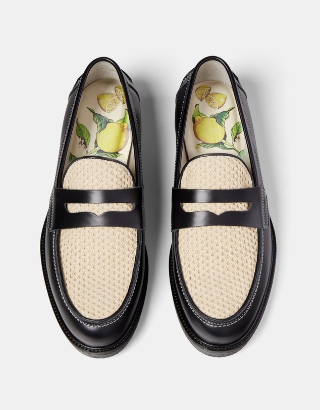 Duke + Dexter - Wilde Black + White Rattan Penny Loafer - Men's