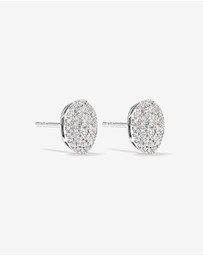 Michael Hill - 0.30 Carat TW Oval Shaped Diamond Cluster Stud Earrings in 10kt White Gold