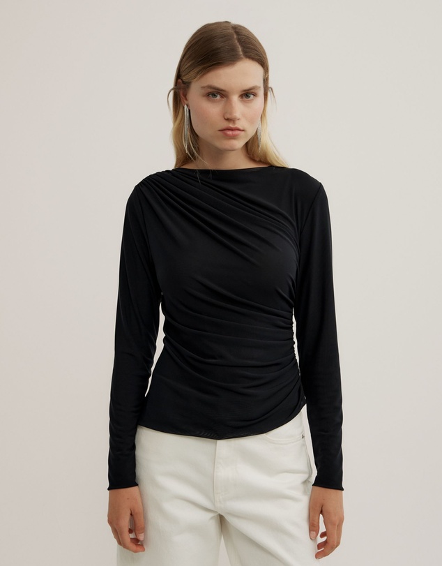 Witchery - Mesh Drape Long Sleeve Top