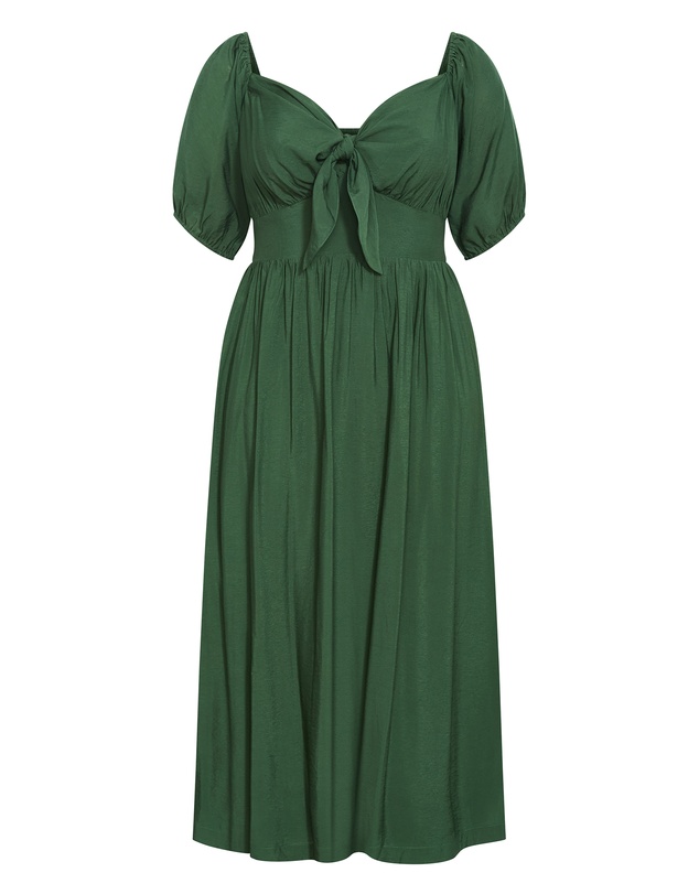 City Chic - Plus size Villa Roma Tie Front Dress - jungle green
