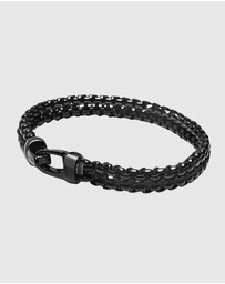 Nialaya Jewellery - Total Black Woven 8mm Box Chain Bracelet