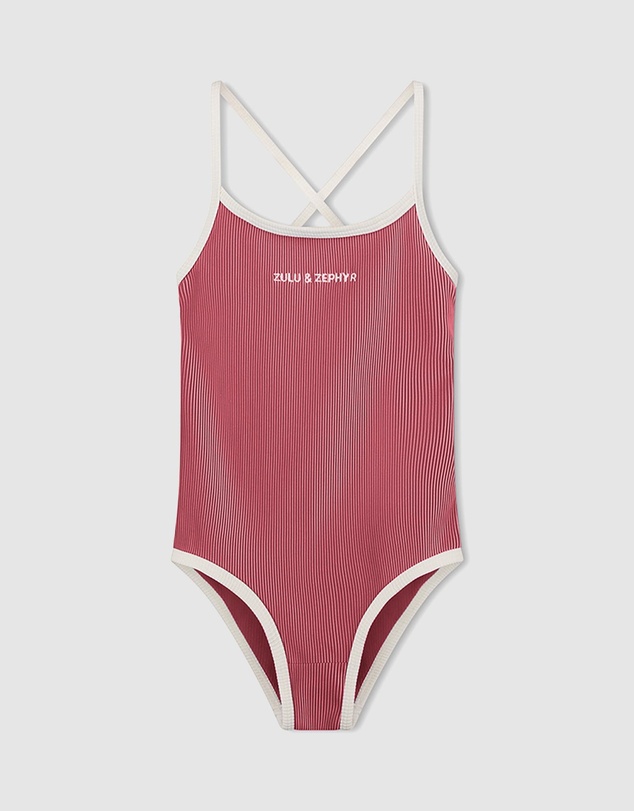 Zulu & Zephyr Mini - Mini Stripe Rib Logo One Piece - Babies-Teens