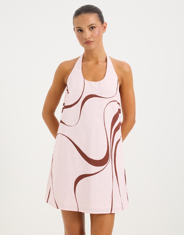 Calli - Tara Print Mini Halterneck Dress