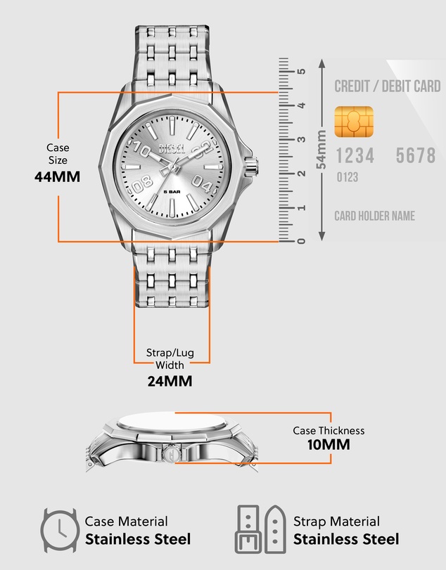 Diesel - Stinger Silver Tone Analogue Watch
