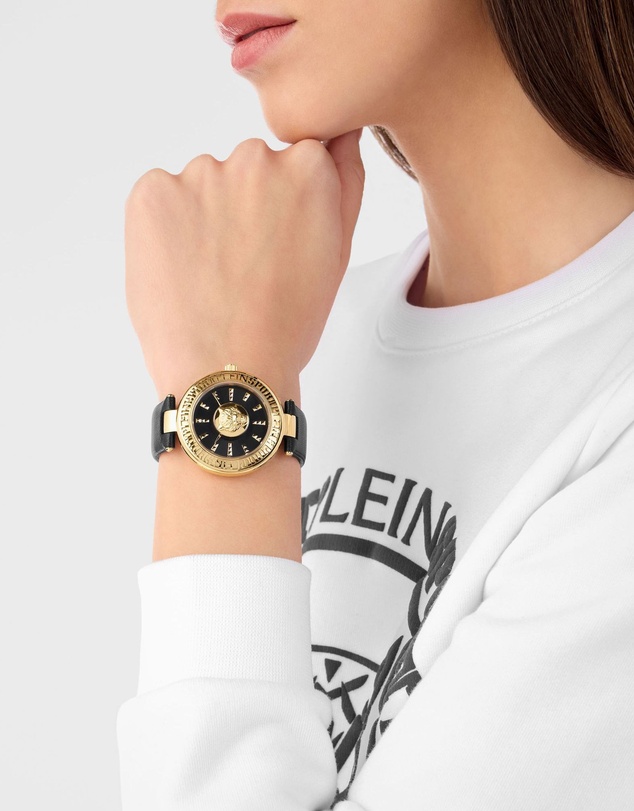 Plein Sport - PLEIN OPIUM 38mm Black dial with Black Leather Strap
