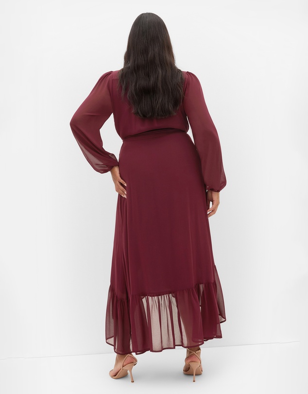 City Chic - Plus size Rylie Wrap Maxi Dress - burgundy