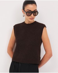 Calli - Bron Round Neck Knit Vest Top