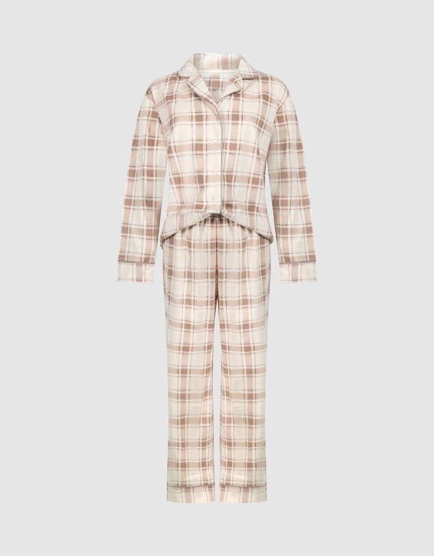 Hunkemoller - Long Sleeve Polar Fleece Check PJ Set