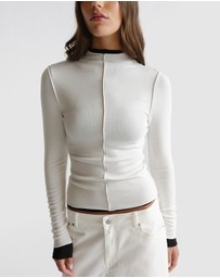 Decjuba - D-Luxe Semi Sheer Long Sleeve Top