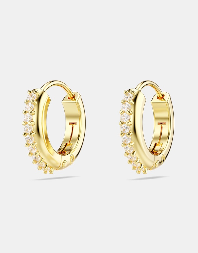 Swarovski - Matrix hoop earrings, Round cut, White, Gold-tone plated
