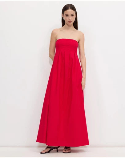 Calli - Karina Pleated Strapless Maxi Dress