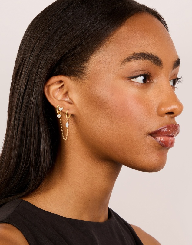 Lovisa - Waterproof Gold Plated Stainless Steel Diamante Chain Earrings 2- Pack