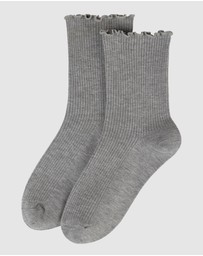 Pussyfoot - 3 Pack Ribbed Frill Quarter Crew Socks Bamboo Cotton Circulation Friendly Comfort Top