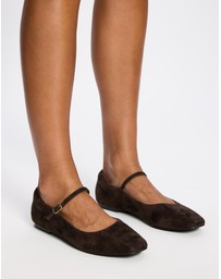 AERE - Suede Buckle Ballet Flats