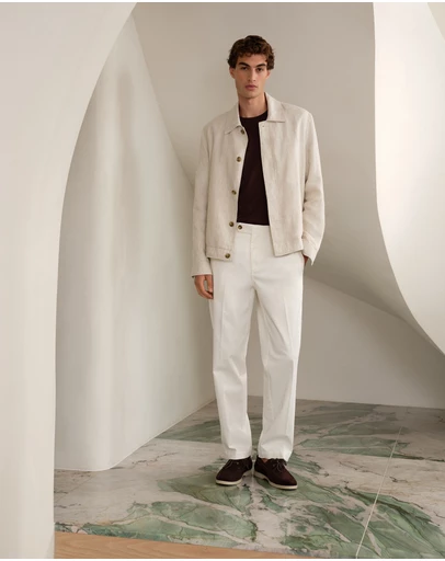 Trenery - Linen Harrington Jacket in Stone