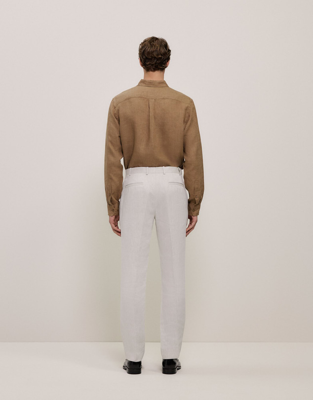Trenery - Linen Twill Straight Leg Trouser in Stone