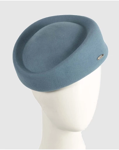 Max Alexander - Felt Blue Grey Pillbox Hat