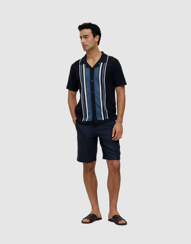 Trenery - Cotton Linen Stripe Knit Shirt