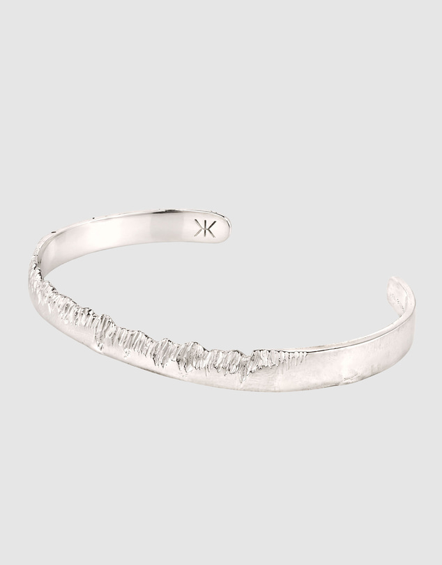 Kuzzoi - ICONIC EXCLUSIVE - Ridged Edge Cuff Bangle in 925 Silver