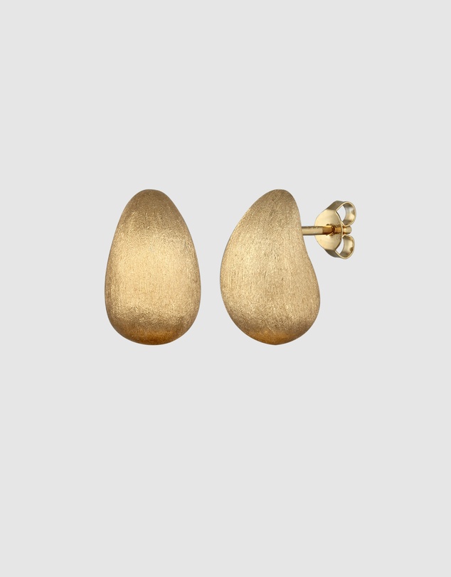 Elli Jewelry - Brushed Teardrop Stud Earrings in Gold-Plated 925 Silver