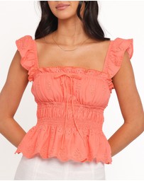 Petal & Pup - Melissa Peplum Top - Coral