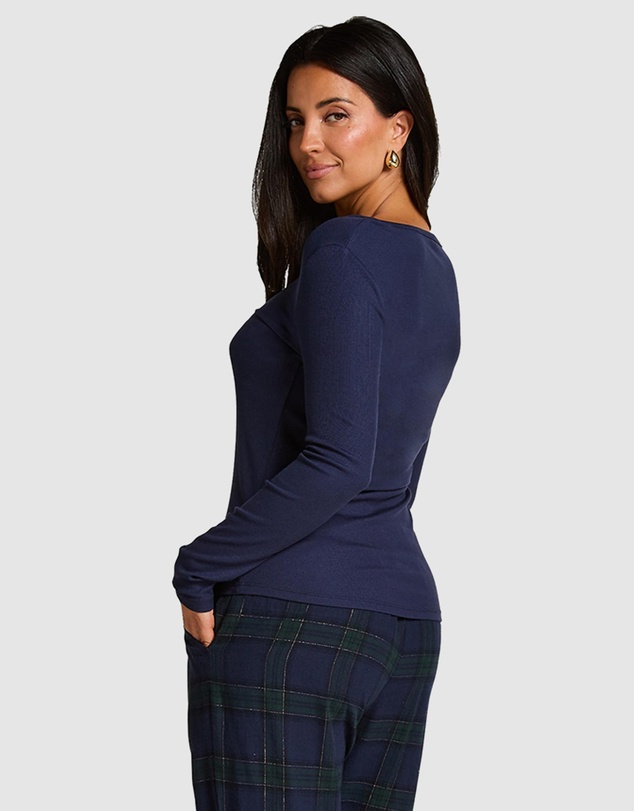 Hunkemoller - Long Sleeve Rib Modal Henley Top